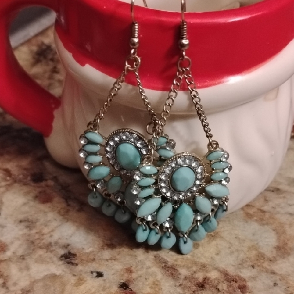 Turquoise and Silver Dangle Earrings